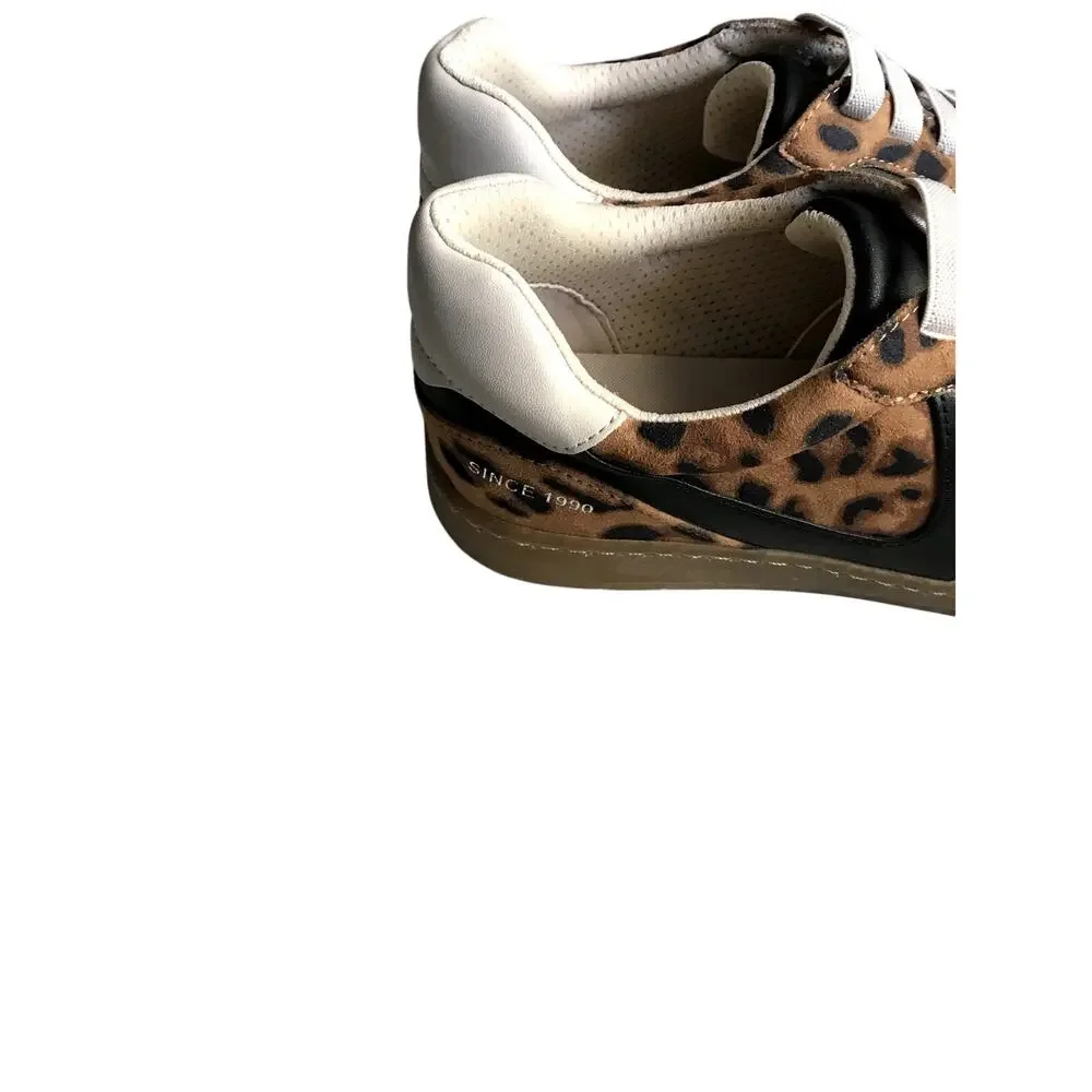 Franco Sarto Leopard Print Sneakers Women’s Size 8.5 Lace Up Casual Shoes